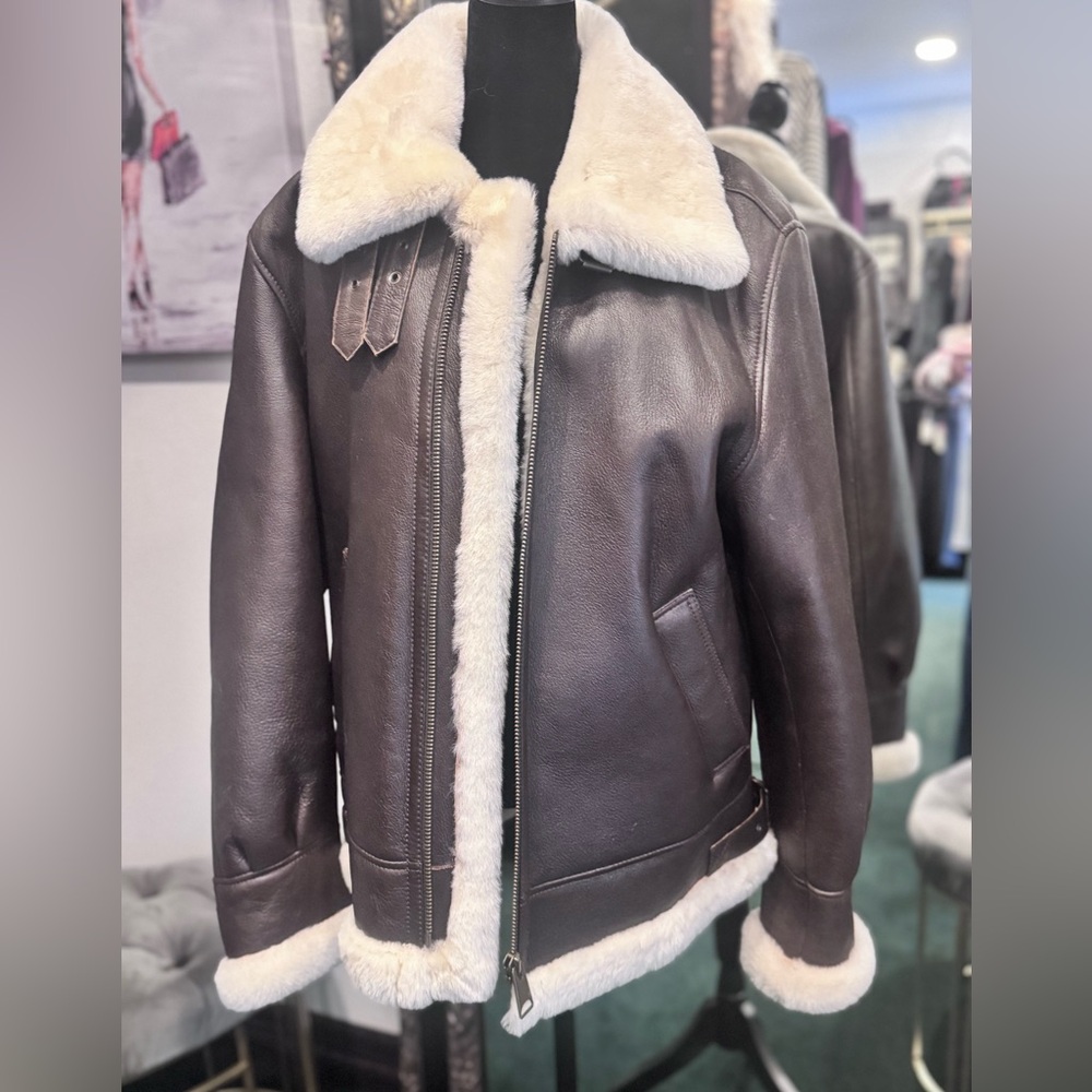 Mens Sheepskin Whiskey Bomber Coat